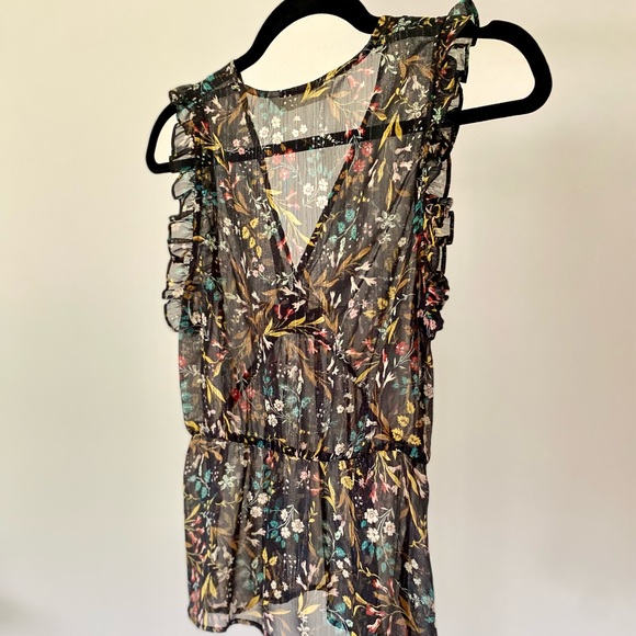 Zara Floral Ruffle Sleeve Blouse - Picture 2 of 6